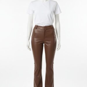 Brown Leather Flared Trousers
