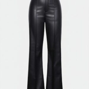 High-Waisted Vegan Leather Bell Bottoms-For Women