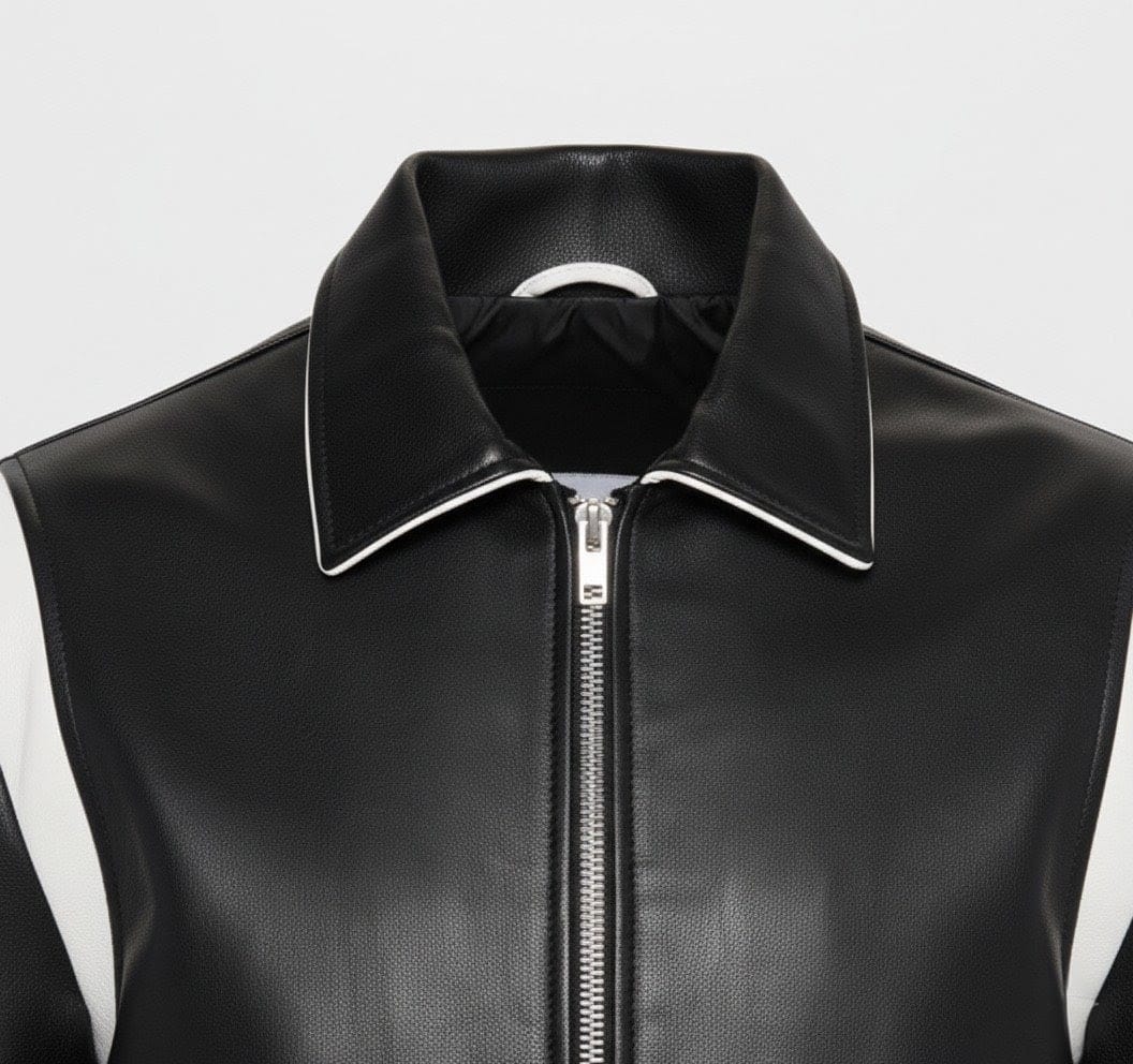 Modern Two-Tone Leather Jacket - Image 2