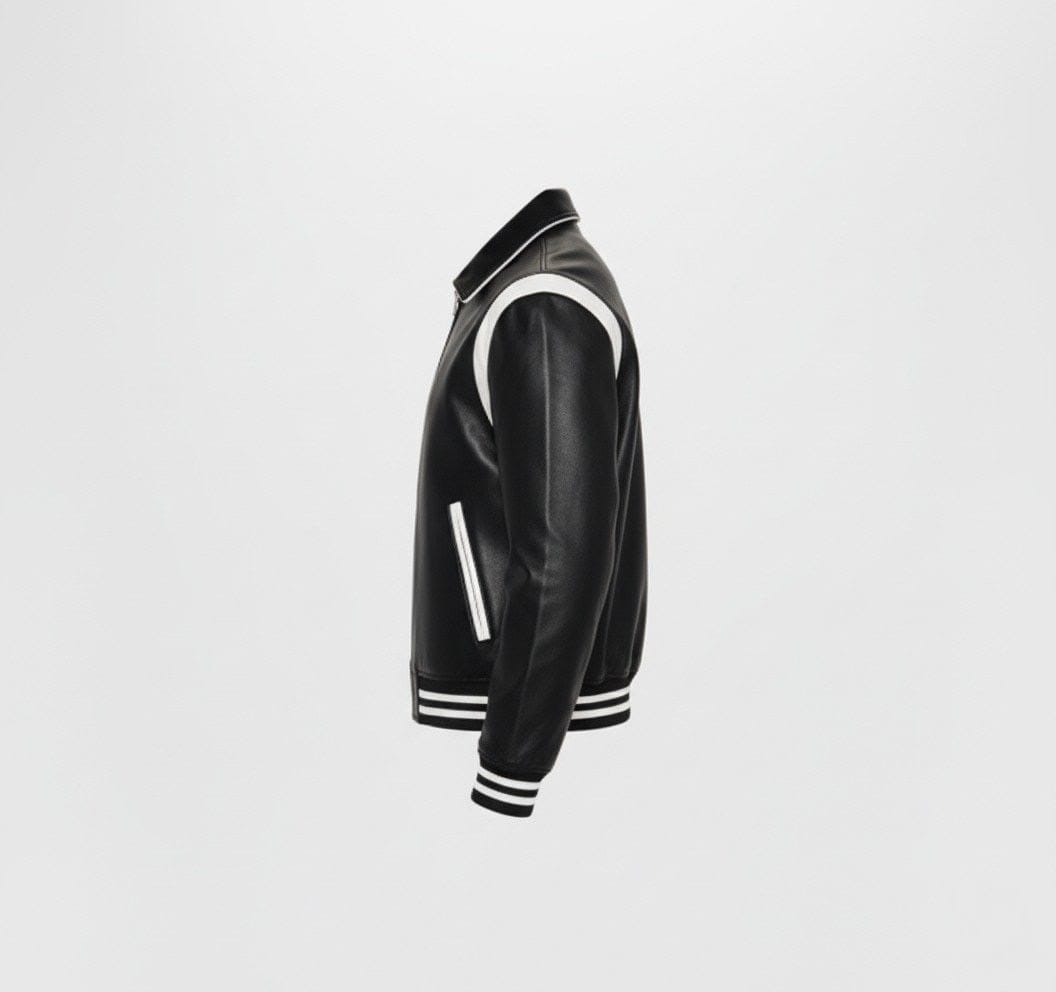 Modern Two-Tone Leather Jacket - Image 3