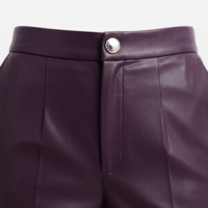 Amethyst High-Waist Straight Leather Trousers-For Women